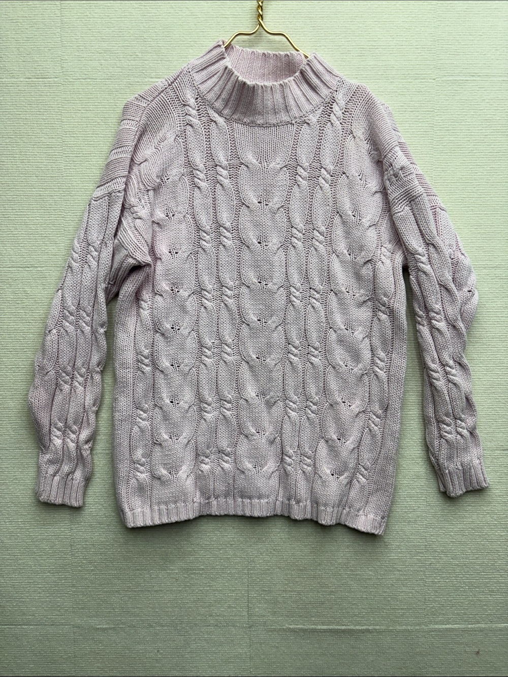 Marsh Landing medium Soft Cable Knit Mock Neck Sweater - Light pink